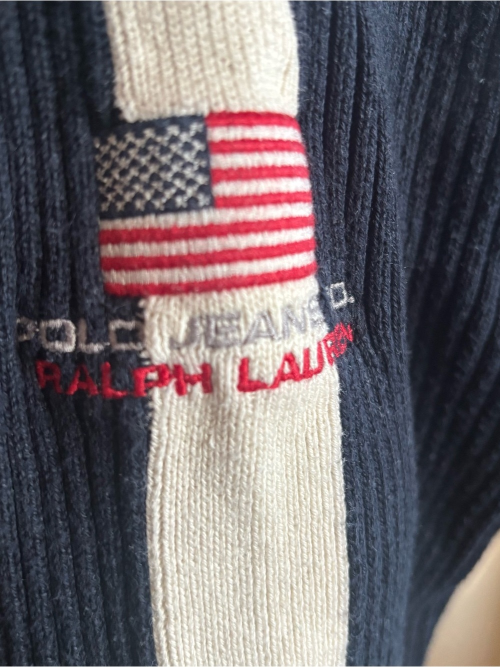 Ralph Lauren Polo Jeans Co
Vintage Navy Cotton Ribbed Sweater
White Stripes
XL